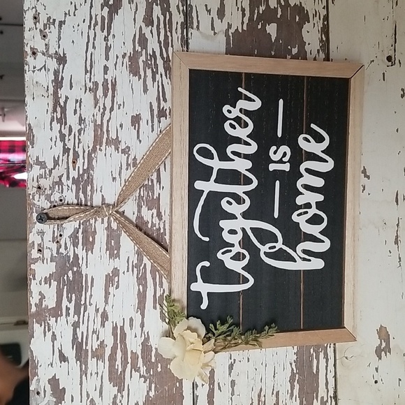 TOGETHER IS HOME Wood sign | Farmhouse sign for Porch Entryway Accent Decor - Picture 1 of 3